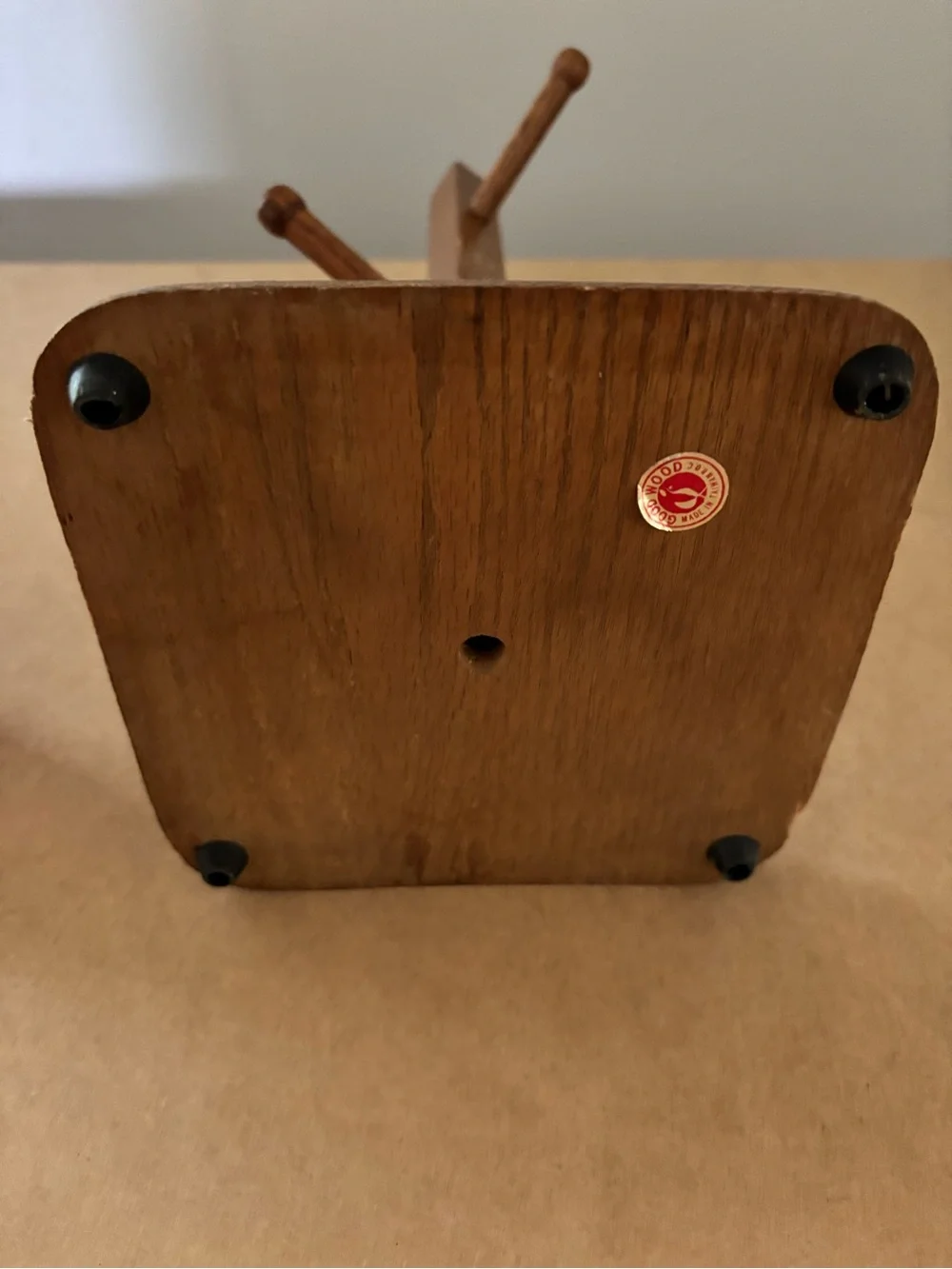 Vintage Wooden Mug Tree Stand in Brown